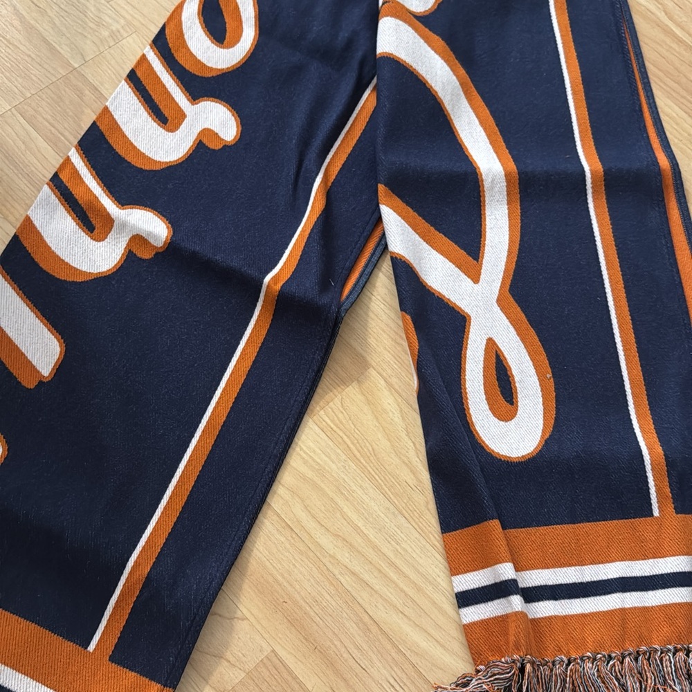 Burberry Navy and Orange Scarf